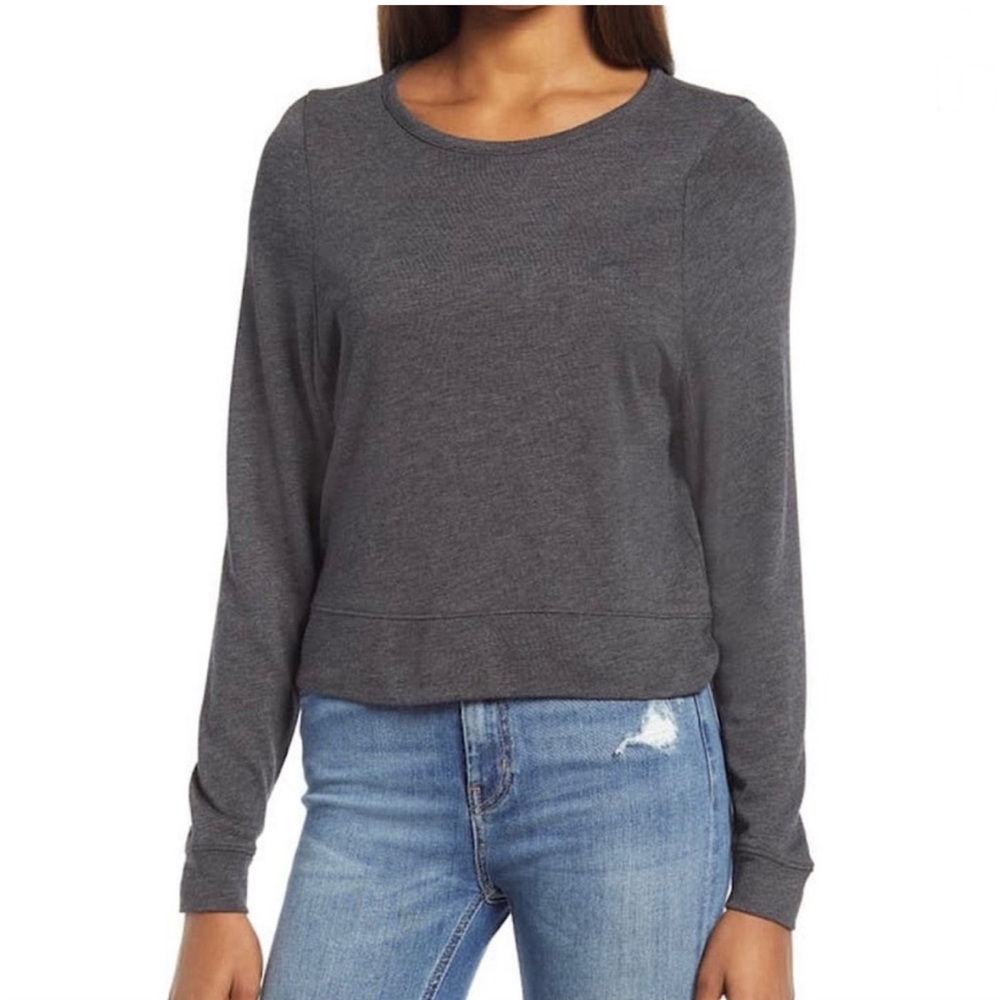Madewell Highpoint Dolman Long Sleeve Slouchy Cropped Heather Gray size XS MC253